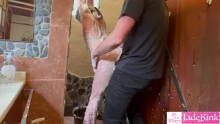 Kinky slutty wife hands tied body writing and foam humiliation