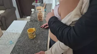 A Stepdaughter Is Surprised While Having Breakfast.