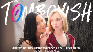 Tomboyish - Sporty Tomboy Strap-Fucks Gf In All Three Holes