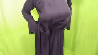 With her father-in-law because her husband was not at home