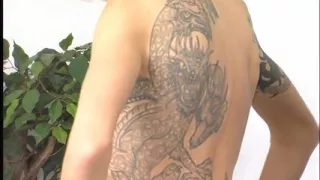 Tattooed girl gets pierced clit licked before sucking a huge cock