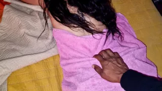 I just took a shower and I ask my stepfather to give me a massage...