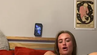 Tattooed goth student fingers deep moaning while she fuck herself raw on cam