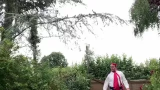 In outfit with a new blouse on which I modified the lavaliere tie by having put a vibran plug