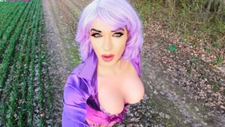 Horny Sissy Malvina Got Lost in the Forest with Huge Chubby Dildo