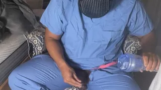 Man In Scrubs Jerking Out A Moaning Cumshot With Fleshlight