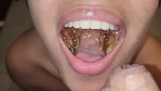 Filling the slut's belly with lots of yellow piss