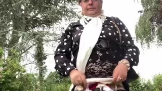 In an outfit with a transparent black skirt for an evening.