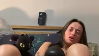 Watch this horny tattooed goth sliding fingers and dildo slow then harder and moaning loud