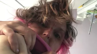 Weird n wonderful Rachel Wriggler plays with her hair and tits whilst having a funny five minutes