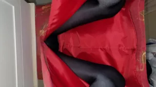 Long red skirt with a slippery smooth lining