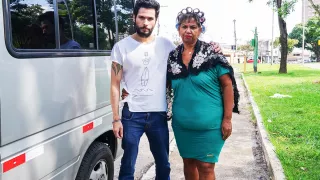 Grannys First Anal Threesome In A Van