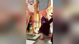 Purple-haired Blows A Room Full Of Guys