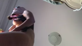 Sexy wife doing housework naked. Brunette, hairy pussy, big ass, big tits.