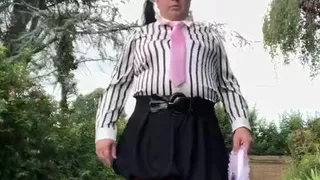 In an outfit with a new bubble skirt for an evening out