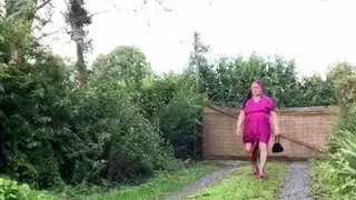 In outfit with a new fuchsia dress for an evening