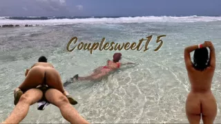 Fucking a tourist with tight pussy on a public beach someone discovers us but we don't stop until we cum inside.