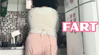 Chubby Housewife Farting While Washing Dishes Style