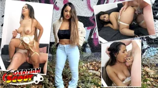 Brünette deutsche Munequita Enfadada reitet ihn beim Casting