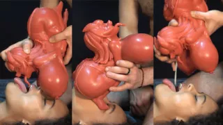 Two demons face to face.. I ate the cum coming out of her doll's mouth. XattlaLust.