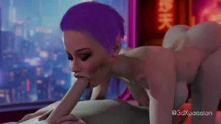 Neon Heat. Passionate sex with busty hot street girl in the neon room
