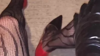 Teasing My Fishnet Stocking