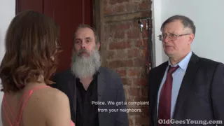 Sweet Teen Serves Two Excited Old Studs.