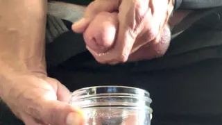 Erotic pissing in jar and masturbation