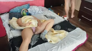 Foreplay in the bedroom with an amateur couple. Hot amateur couple foreplay in the bedroom.