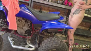 Wild Anal Duet in the Garage - My Husband Fucks Me While a Fan Films Me and Gets Sucked