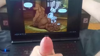 Gooning to Sam and Max Yiffing - SLOW MO CUMSHOT