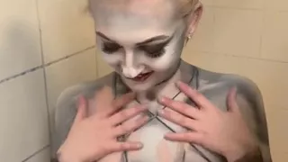Cosplay Loona Wolf Body Paint Removal & Tit Play