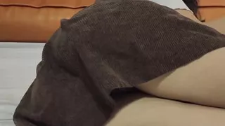 Sideways Masturbation with Big Dildo