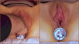 Pussy Fisting while having a really Big Butt Plug in Ass -  Intense Pussy Stretching