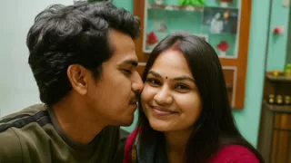 South Indian Milky Aunty With Her kiss Romantic on Bed By -Snapchat143