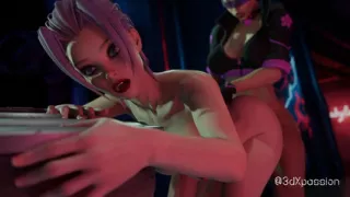 Busty shemale Bonny fucks sexy girl raw in dark cyberpunk corner - hardcore anal & deep throat