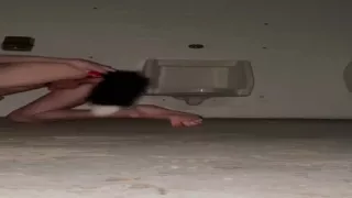 Fucking Myself in a Park Bathroom While College Jocks Play Outside!