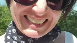 Julie splashes outdoors