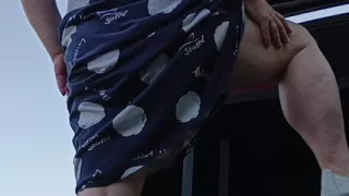 Stepmom squirts several times in a row in a public place