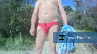 "Red Speedo Heat: Naked Trails & Beach Fun"