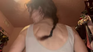 Petite, skinny white girl rides reverse cowgirl