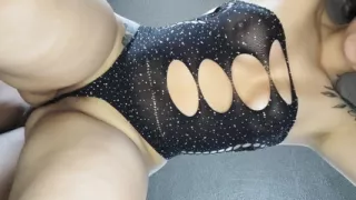 The lingerie that her husband gives her debuts and she models it for me