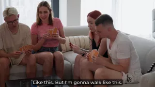 Shy Redhead Swingers Strip & Swap in Naughty Card Game