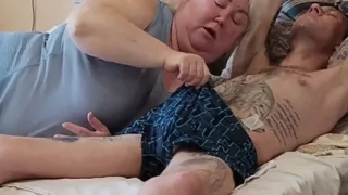 Mother-in-law sucks my dick before work to get dessert in her mouth