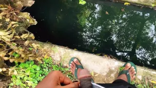 Hairy desi indian cock pissing outdoor.