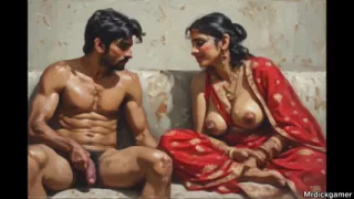 Indian wife sucking her stepbrother cock infront of her husband hot threesome sex