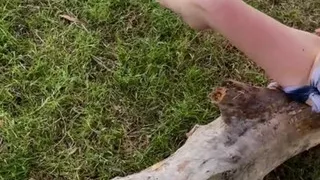 I Walk Without Panties in Nature. and I Jerk off My Excited Pussy by the Fire