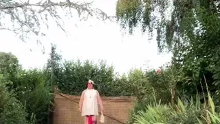 In an outfit with a polka dot dress for an evening.