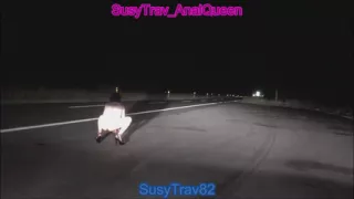 Outdoor Brunette Striptease Slutwalk