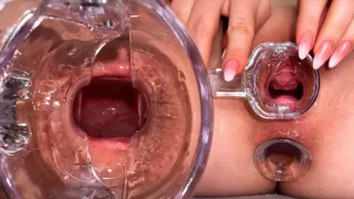 Look inside my tight asshole. Anal speculum. Opened holes orgasm